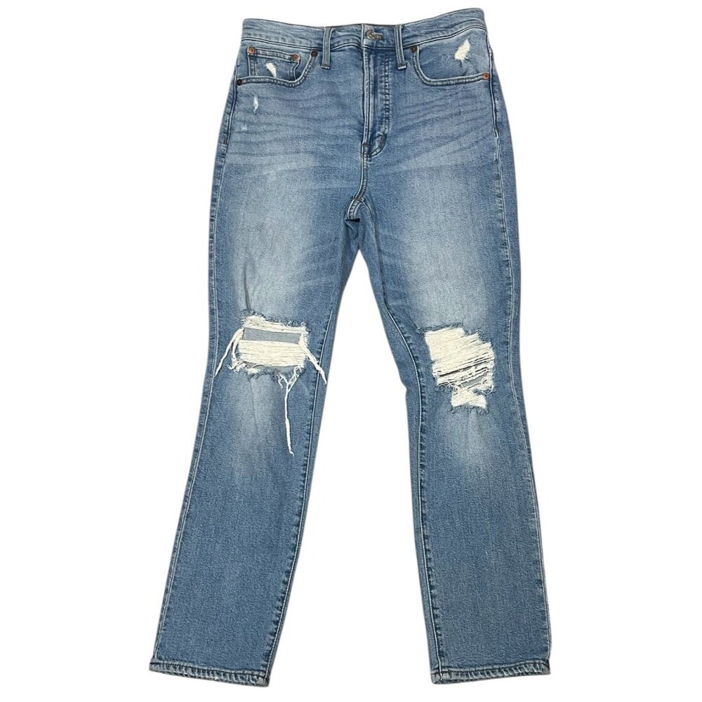 Madewell Women 27 the perfect vintage straight jeans Denman Wash Distressed - Picture 2 of 16